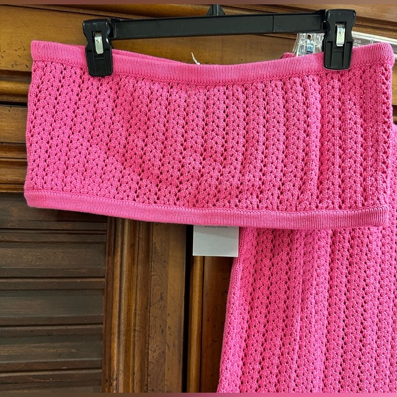 MISA LA SEE NOTES Tia top and bottom flamingo pink crochet 2 piece set LARGE NWT - Picture 10 of 11